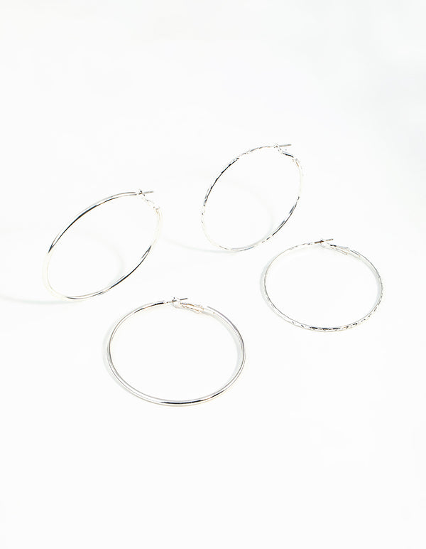 Silver 60MM Hoop Earring Pack