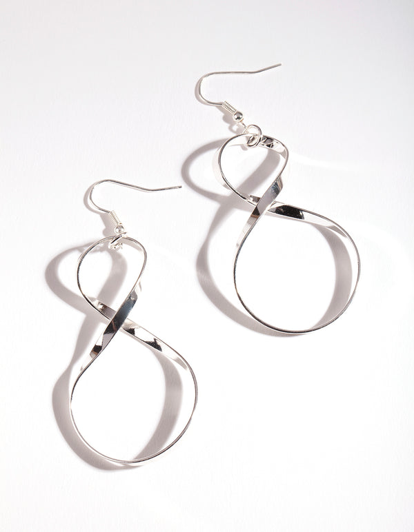Silver Twisted Drop Earrings
