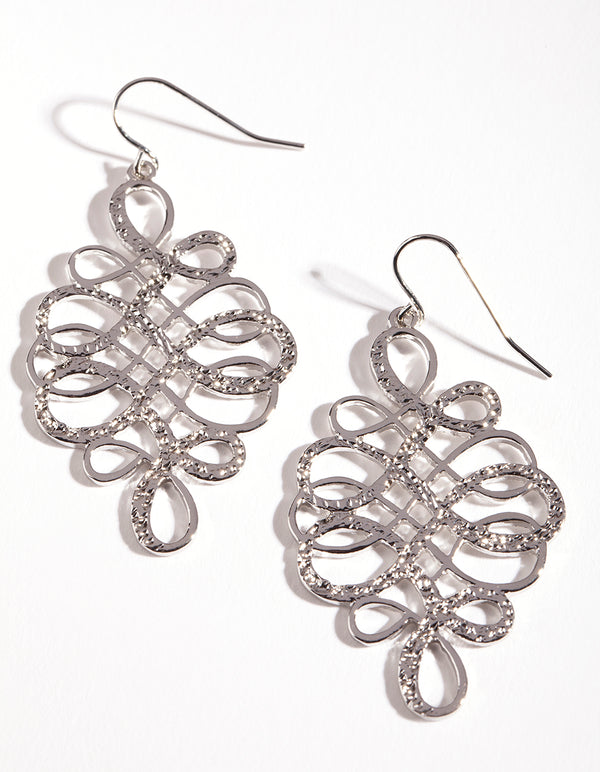 Silver Figure 8 Swirl Drop Earrings