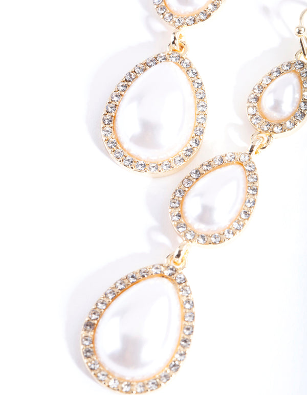 Gold Graduated Pearl Earrings