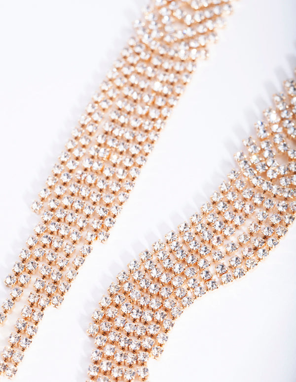 Gold Diamante Cupchain Earrings