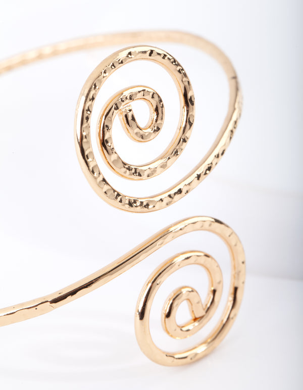 Gold Hammered Swirl Arm Cuff
