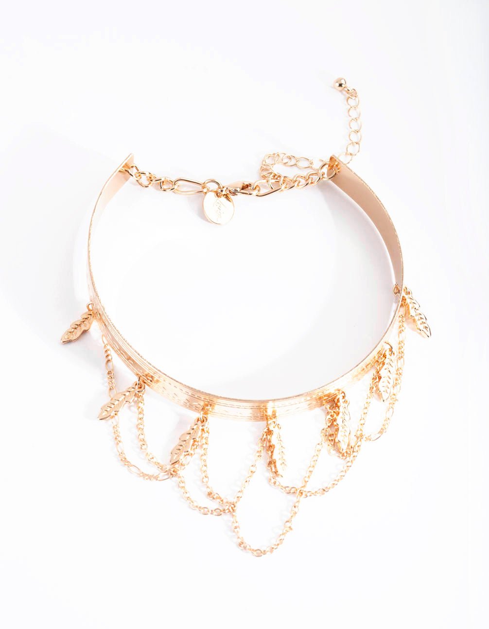 Gold Chain Feather Drape Arm Cuff