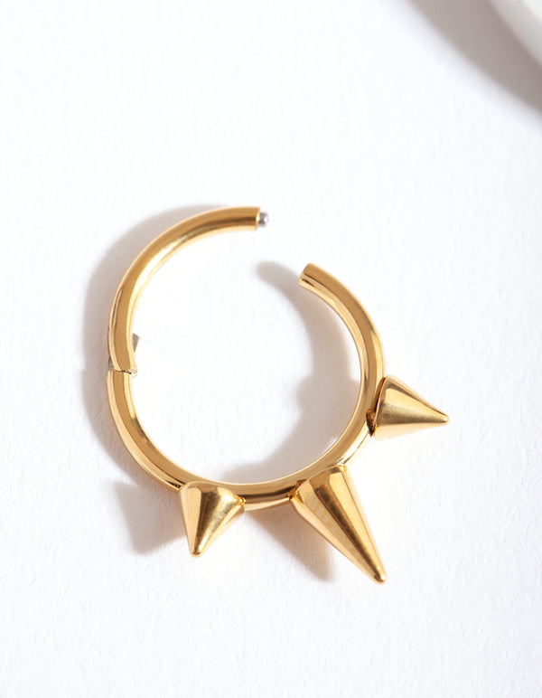 Gold Triple Spike Clicker Earring