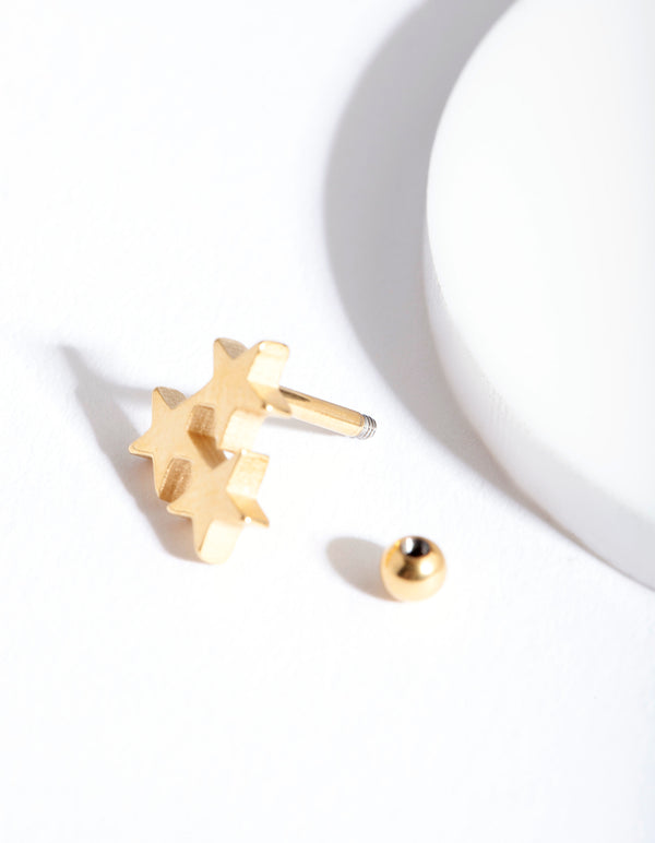 Gold Star Cluster Barbell Earrings