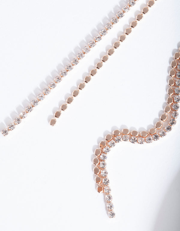 Rose Gold Double Cupchain Drop Earrings