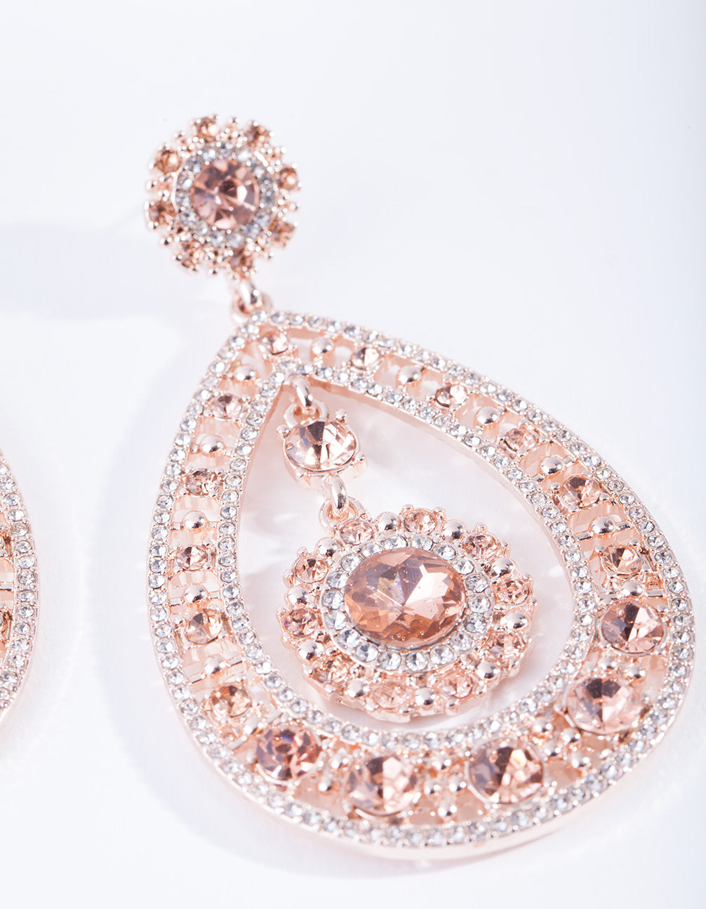 Rose Gold Floral Gem Earrings