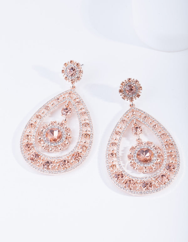 Rose Gold Floral Gem Earrings
