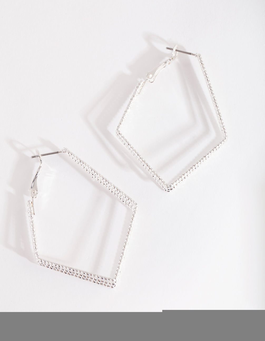Silver Textured 3 Row Diamond Hoop
