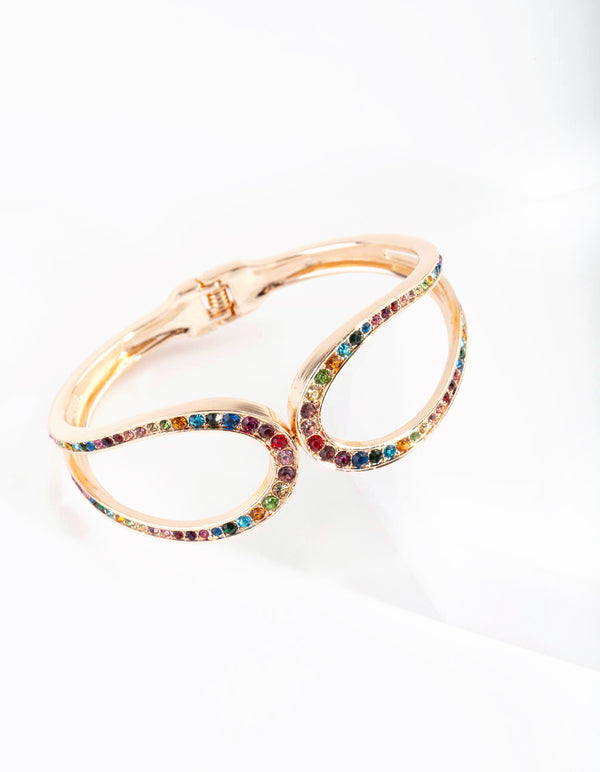 Gold Loop Rainbow Diamante Bracelet