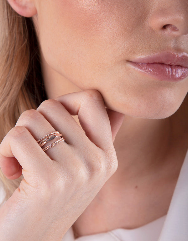 Rose Gold Diacut Band Ring 8-Pack