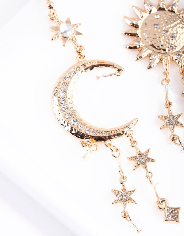 Gold Celestial Drop Earrings