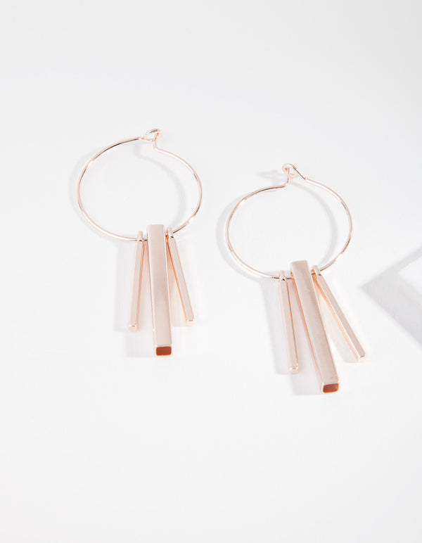 Rose Gold Square Cylinder Hoop Earrings