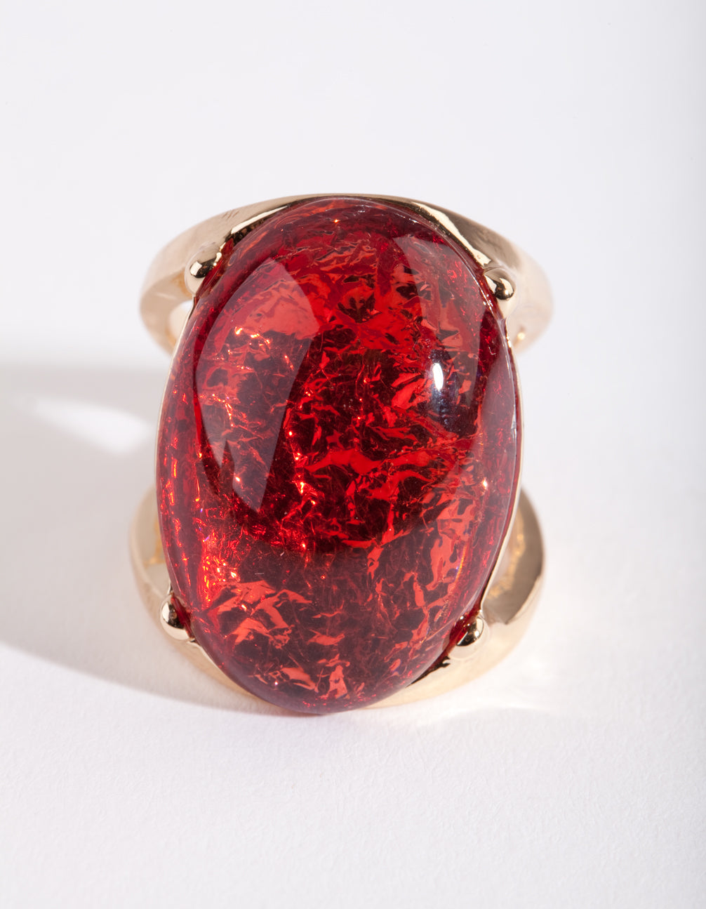 Gold Red Stone Foil Statement Ring