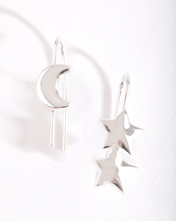 Mixed Metal Celestial Drop Earrings