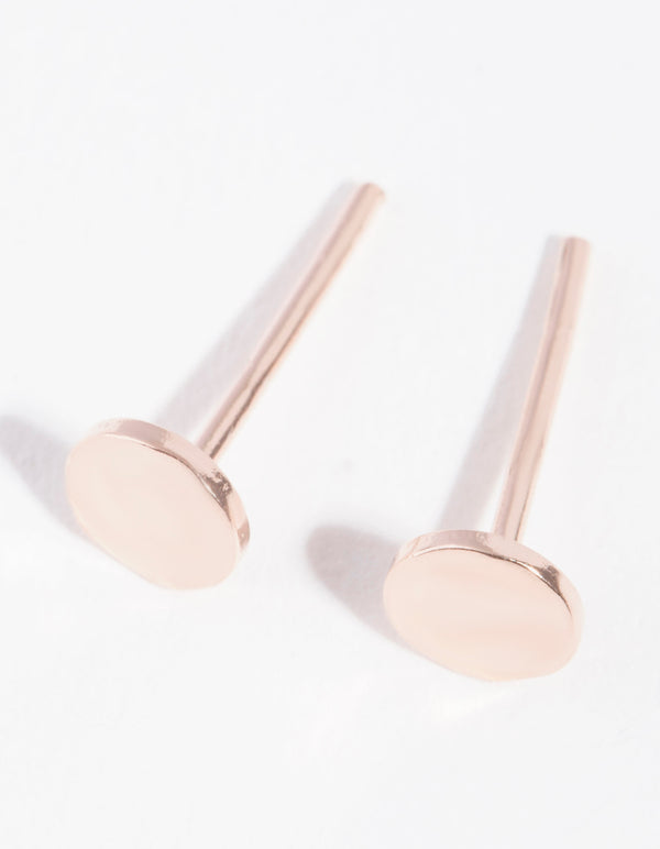 Rose Gold Plated Sterling Silver Hammered Stud Earrings