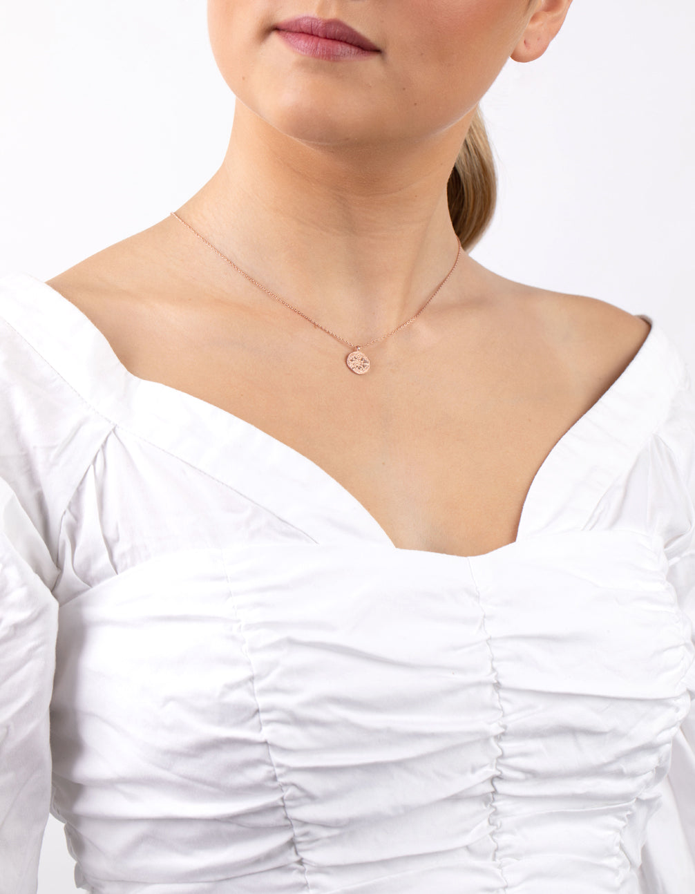 Rose Gold Plated Sterling Silver Coin Pendant Necklace