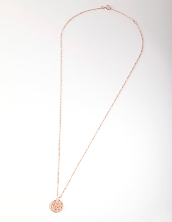 Rose Gold Plated Sterling Silver Coin Pendant Necklace