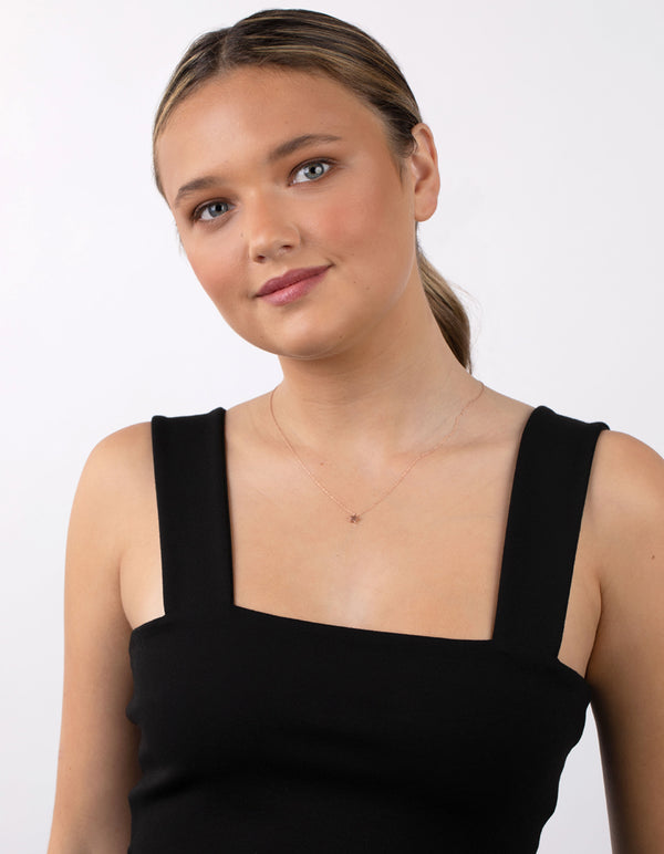 Rose Gold Plated Sterling Silver Solid Star Necklace