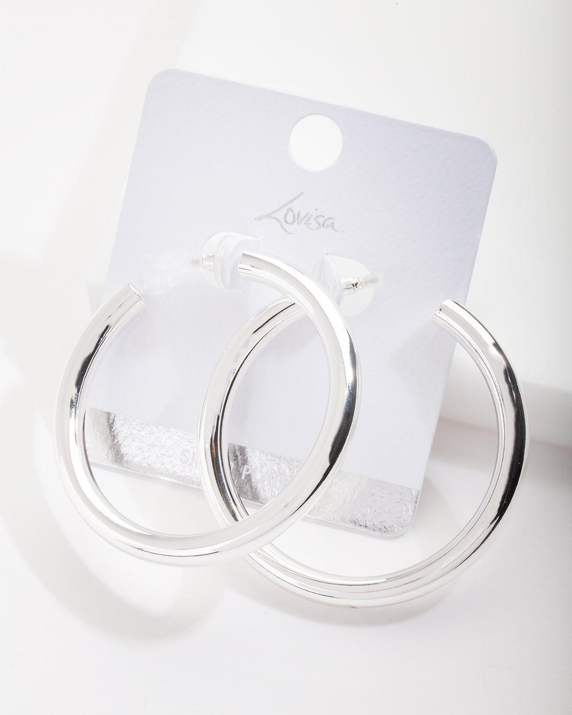 Silver Plated Large Open Hoop Earrings