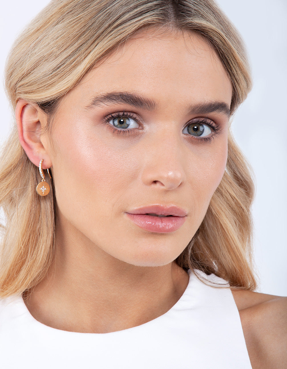 Gold Plated Diamante Starburst Drop Earrings