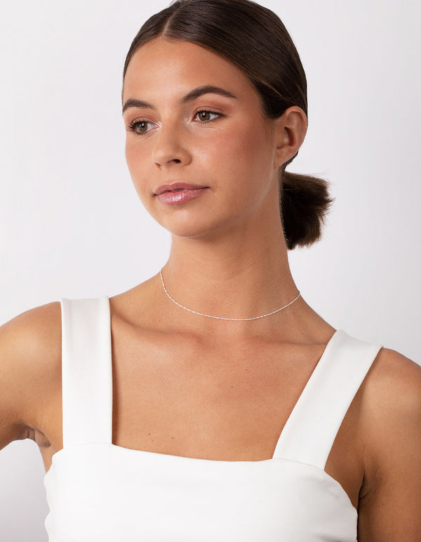 Sterling Silver Singapore Chain 38cm Necklace