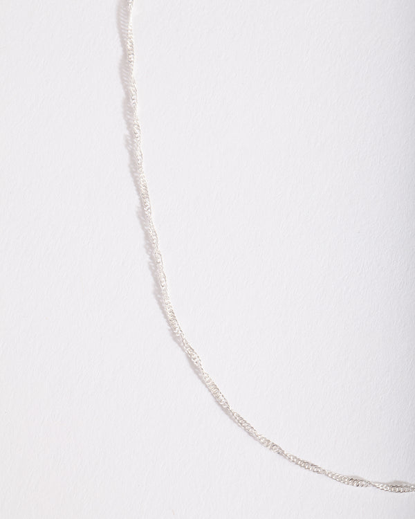 Sterling Silver Singapore Chain 38cm Necklace
