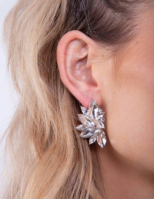 Rose Gold Statement Gem Stud Earrings