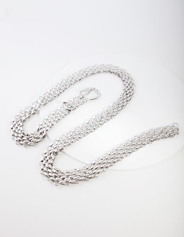 Silver Woven Chain Belt