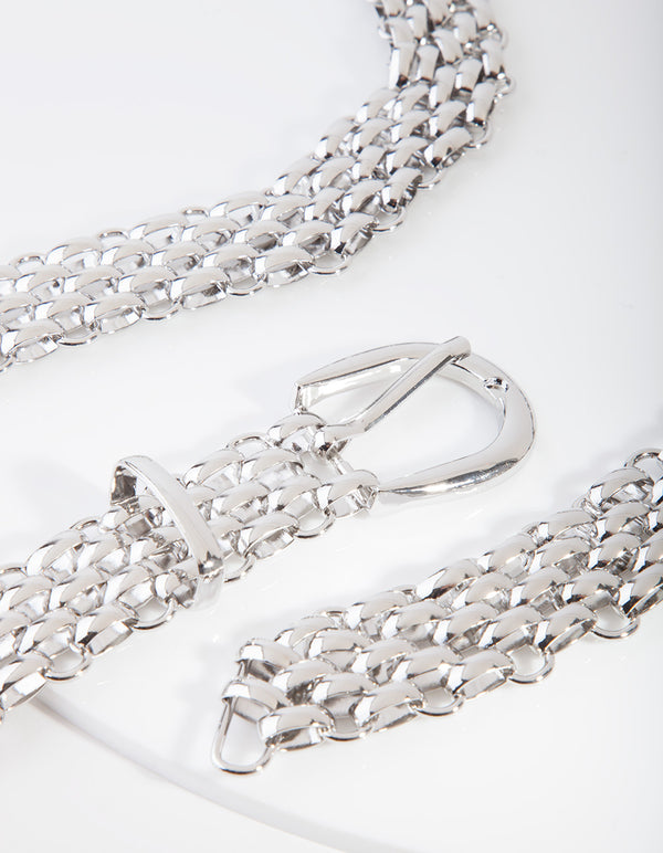 Silver Woven Chain Belt