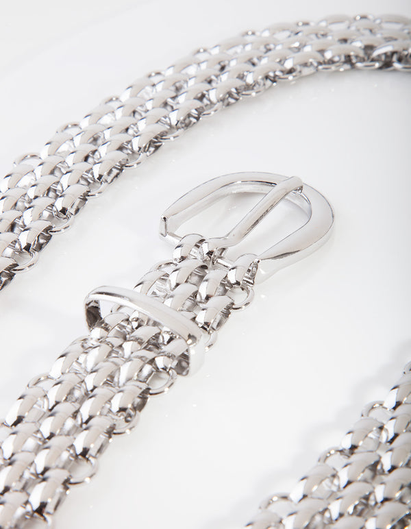 Silver Woven Chain Belt