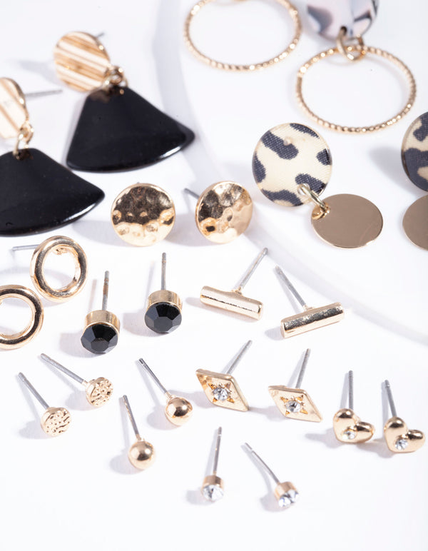 Black White Acrylic Animal Earring 12-Pack