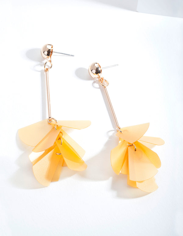 Yellow Sequin Cluster Earrings