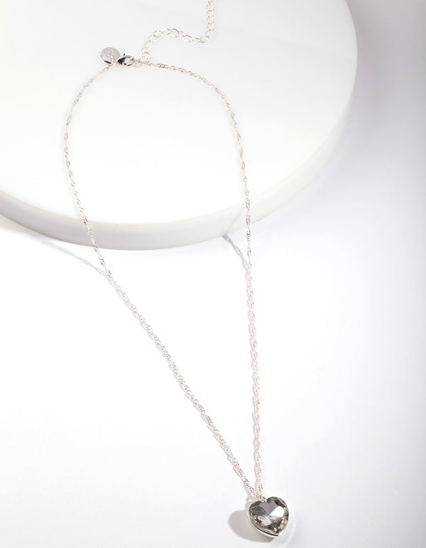 Silver Diamante Heart Necklace