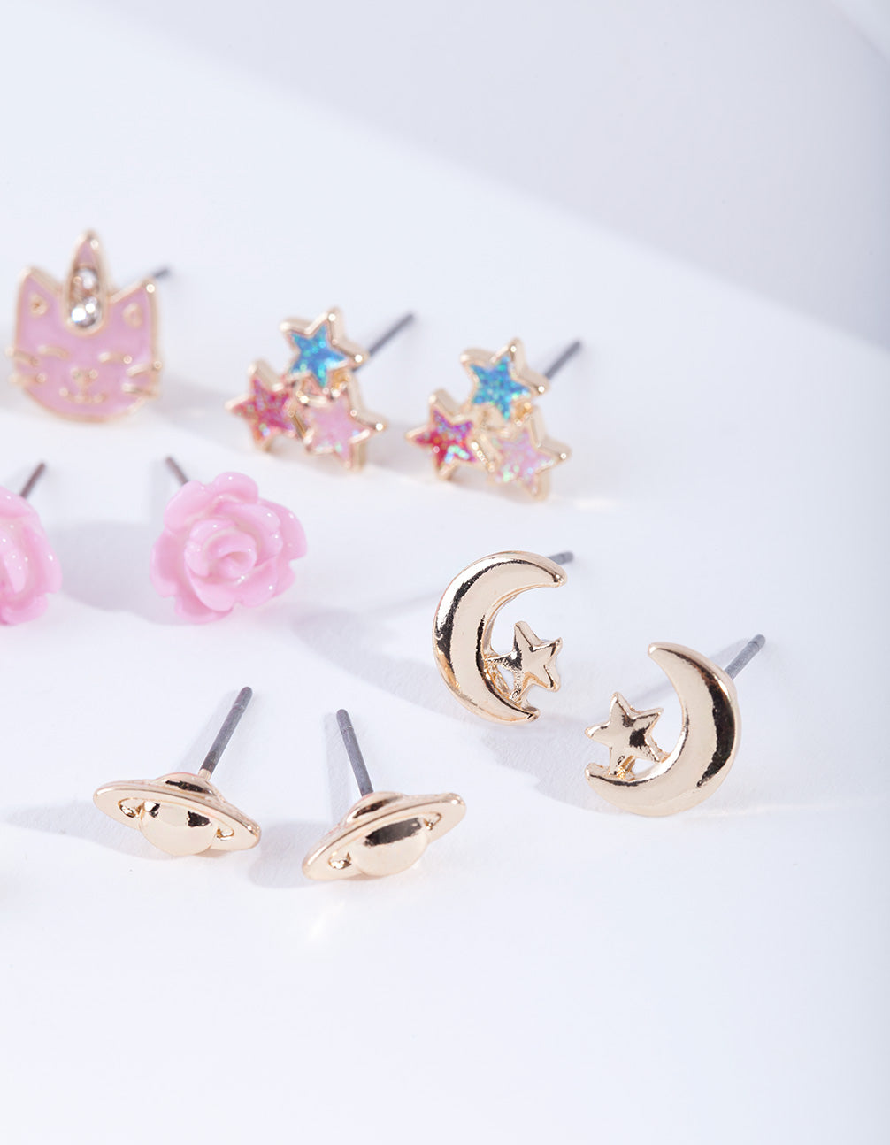 Kids Gold Planet Stud Earring 6-Pack
