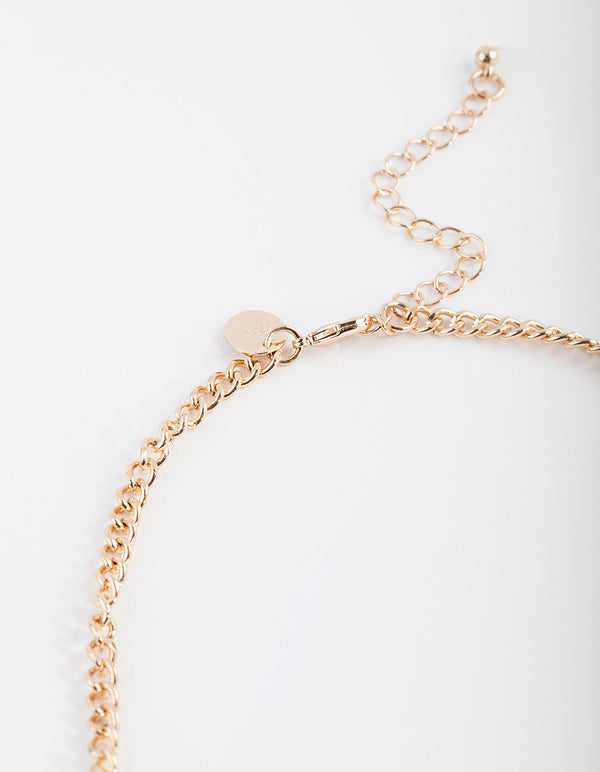 Gold Blue Green Gem Necklace