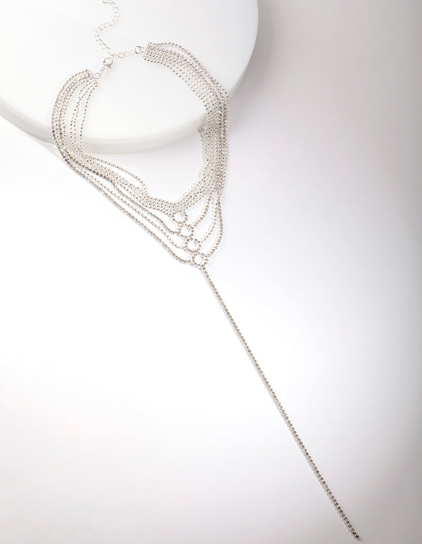 Silver Multi Layered Y-Neck Necklace