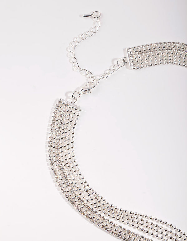 Silver Multi Layered Y-Neck Necklace
