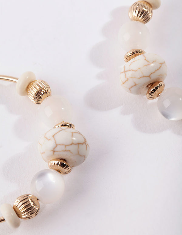 Gold Beaded Half Hoop Earrings