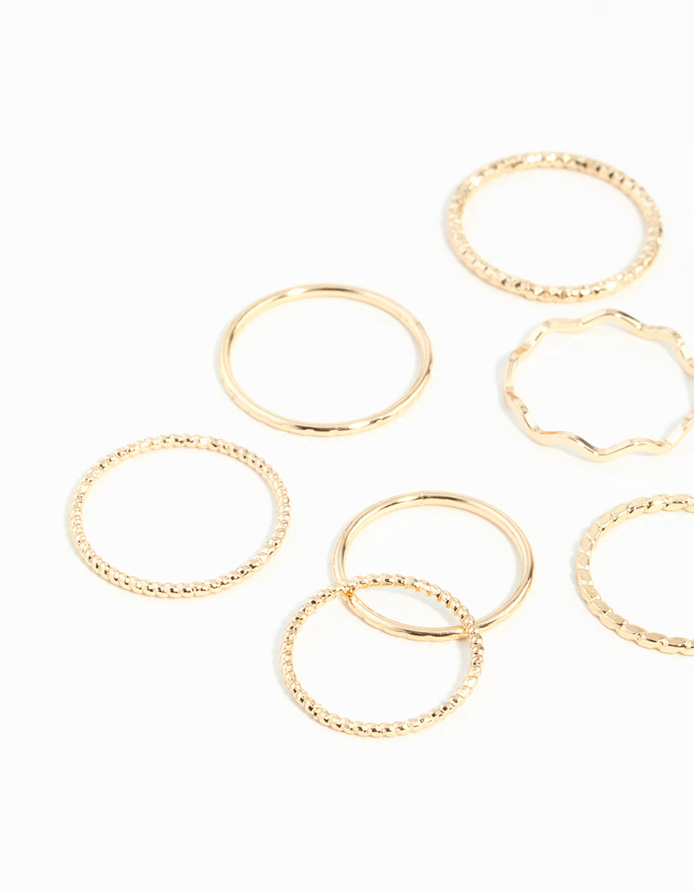 Gold Textured Mixed Size Ring Pack