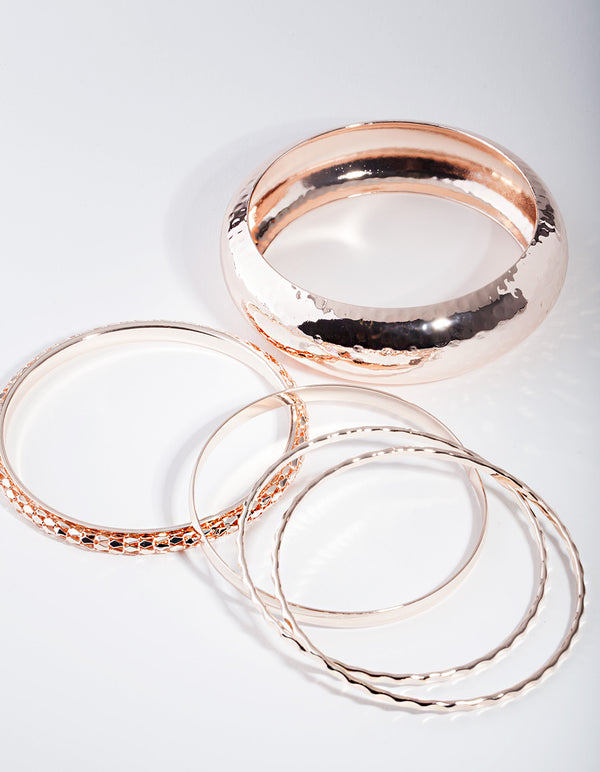 Rose Gold Molten Bangle 5-Pack