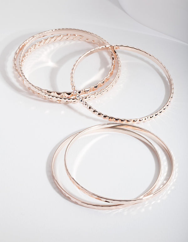 Rose Gold Textured Bangle 6-Pack