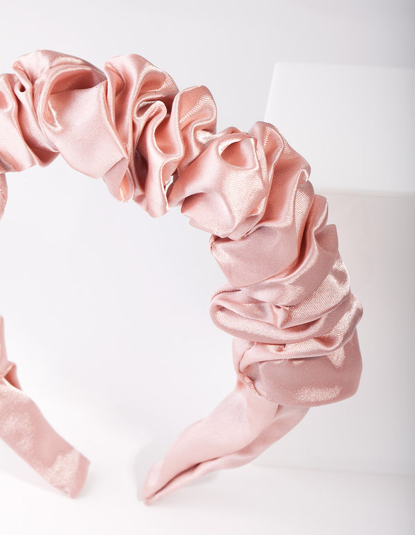 Pink Satin Scrunch Headband