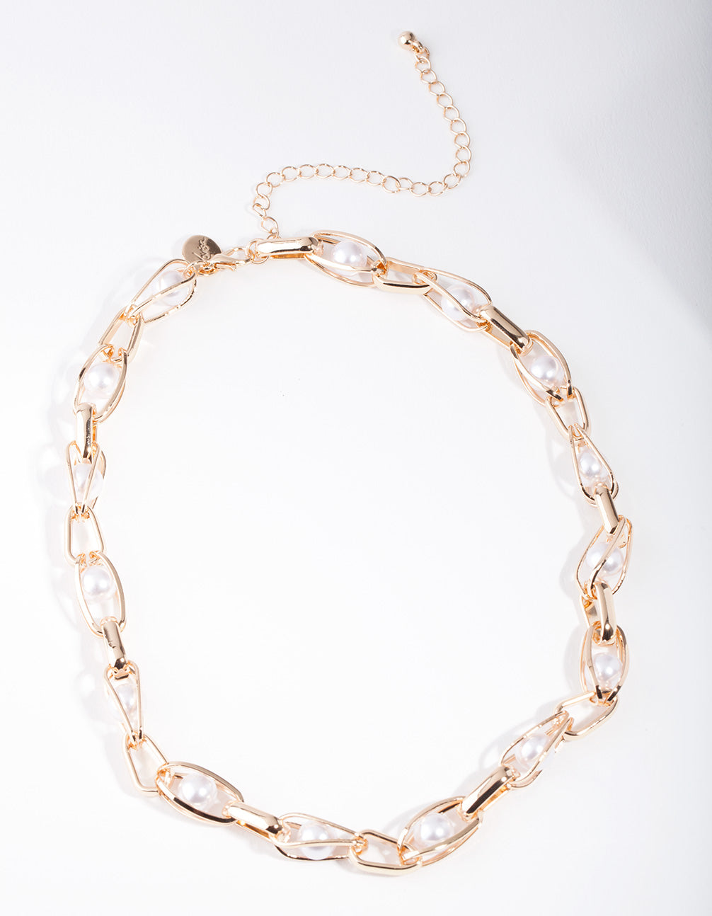 Gold Caged Pearl Chain Necklace