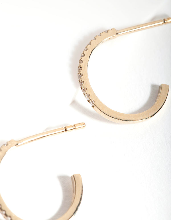 Gold Plated Sterling Silver Cubic Zirconia Circle Stud Earrings