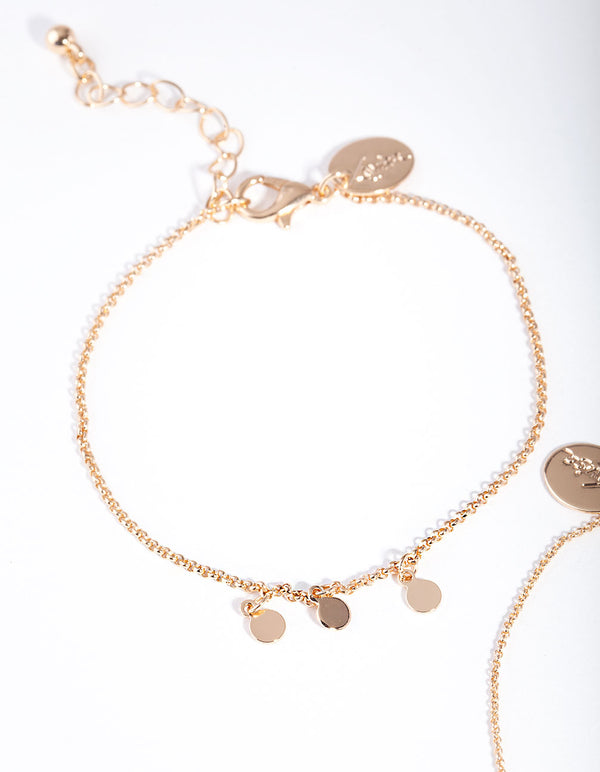 Mixed Metal Diamante Triple Charm Bracelet Pack