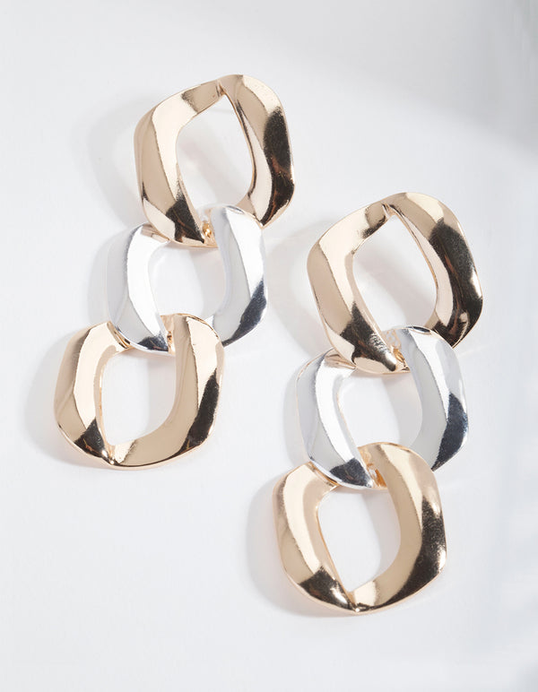 Mixed Metal Chunky Chain Link Earrings
