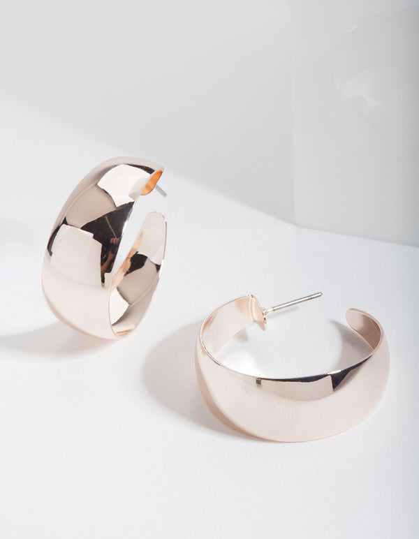 Rose Gold Classic Wide Hoop Earrings