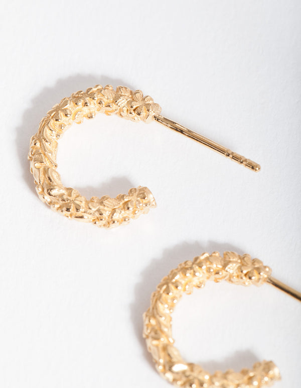 Gold Plated Sterling Silver Coral Hoop Earrings