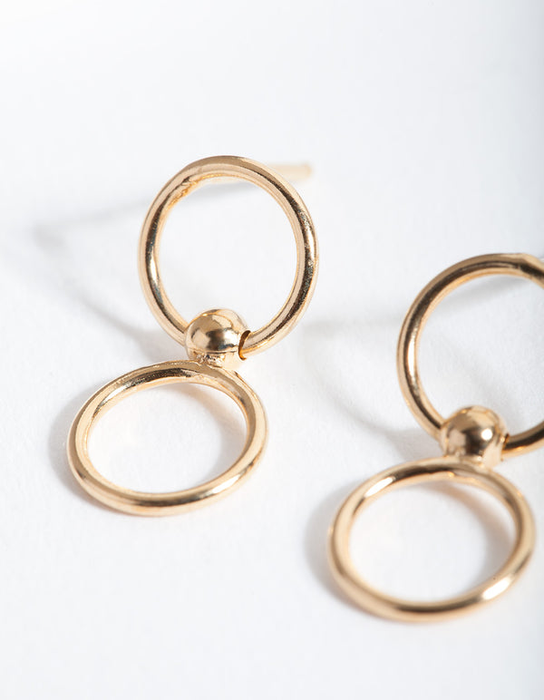 Gold Plated Sterling Silver Double Circle Earrings